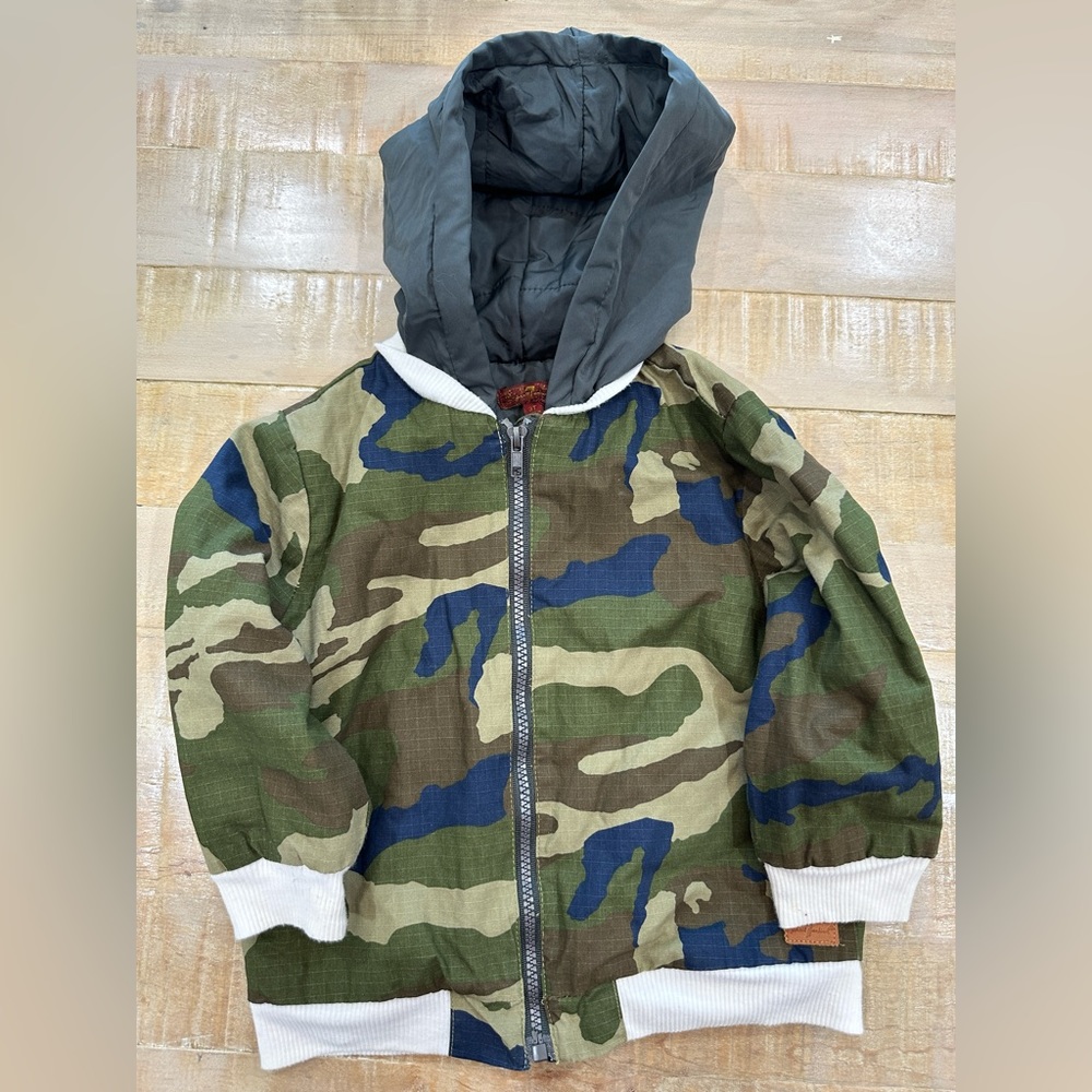 7 for all Mankind army print camp hoodie zip up jacket raincoat